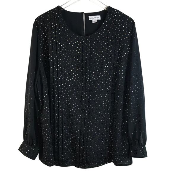 Ava &Viv Black & Gold Print Tunic Top Size 2X - Picture 1 of 8